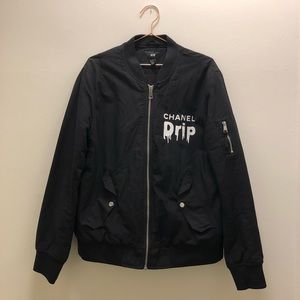 Custom Chanel H&M bomber jacket